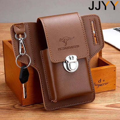 1PC Multifunctional Mens Leather Mobile Phone Bag Belt Clip Travel Hiking Case Cover