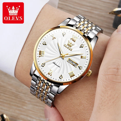Automatic Mechanical Men Watch Threaded Dial Waterproof Stainless Steel Strap Classic Men's Watches Luxury