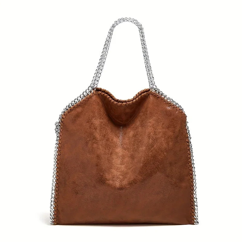 Chain Shoulder Bag, Large Capacity Tote Bag, Fashion Woven Hobo Bag For Women