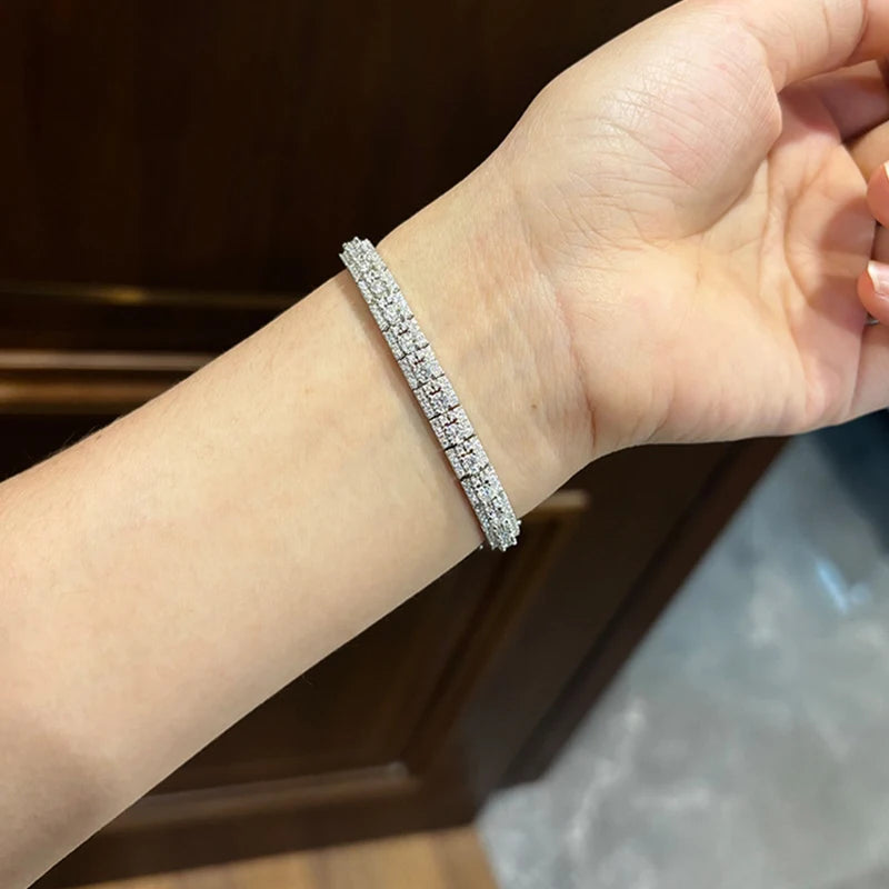 2025 New Full Moissanite Diamond Bracelets Tennis Chain For Women Engagement Wedding Original 925 Sterling Silver Jewelry Plated