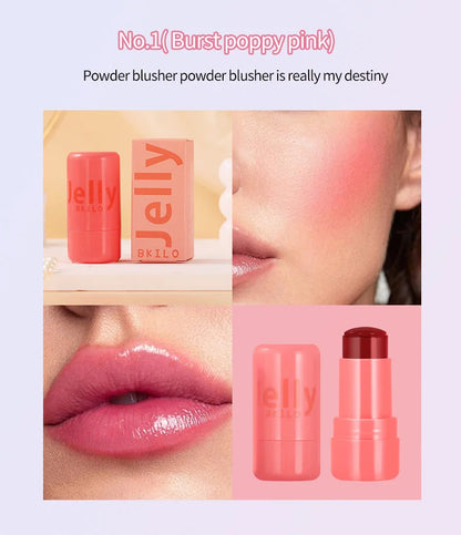 3-in-1 Cheek Lip Tinted Moistured Blush Stick Eyes Cheek Lip Brighten Cream Water Jelly Tint Stick Matte Contour Makeup