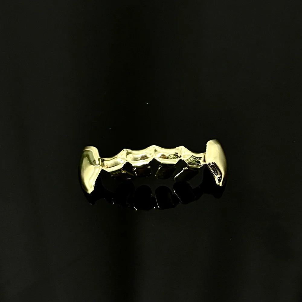 Glossy Tooth Caps Fangs Gold Silver Black Color Bottom Teeth Grillz Braces For Women Men Jewelry Dental Grills