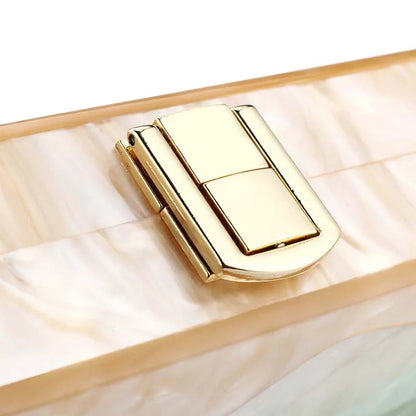 Womens Handbag Green Beige Striped Acrylic Luxury Casual Cute Box Clutch Purse