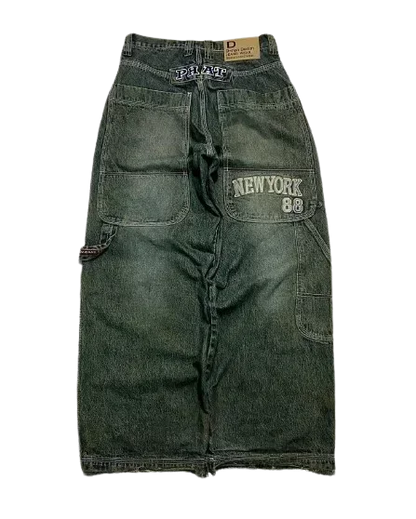 American Retro Cleanfit Fashion Print Baggy Jeans Women's Y2K Popular Casual Joker Gothic High Waist Wide-Leg pants Street Wear