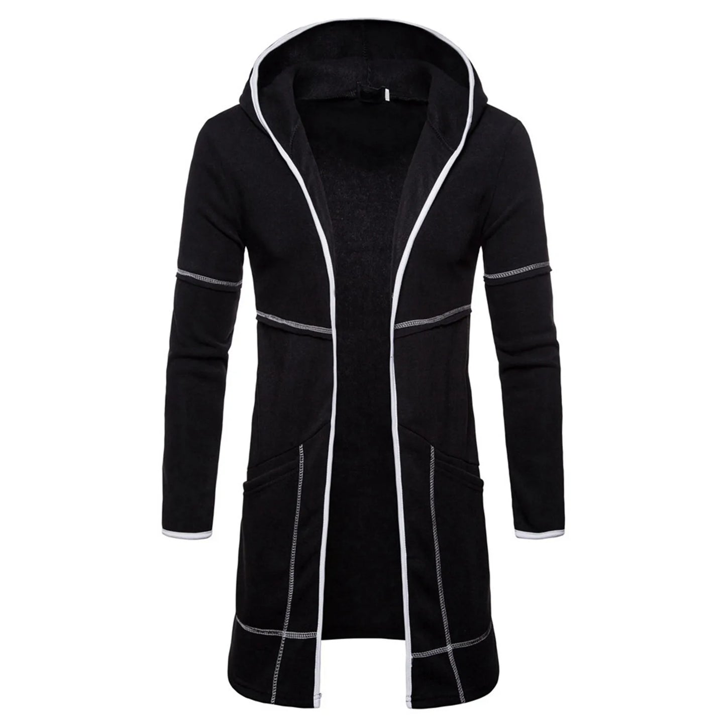 Men Women Overcoats Solid Color Loose Long Sleeve Hooded Long Cardigan