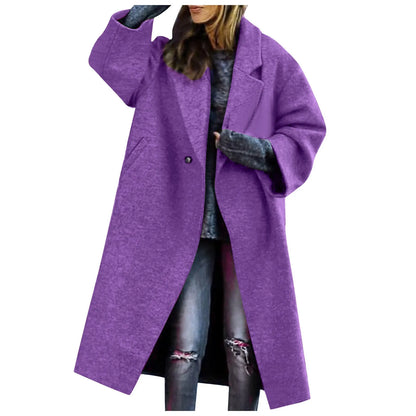 Women Cardigan Loose Women's Winter Double Breasted Midi Long Wool Coat Notch Lapel Womens Lightweight Cardigans with Pockets
