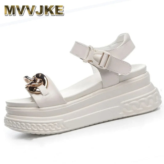 Sandals Women High-heel Platform  New Genuine Leather Women Summer Sandals