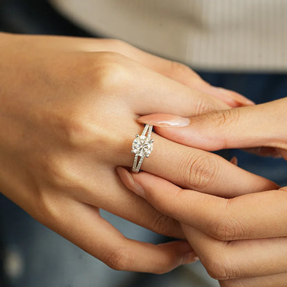 CKT Real 18k White Gold Diamond Ring for Women Platinum Pt950 Couple Rings 2ct Moissanite Wedding Engagement Jewelry Fine Gift