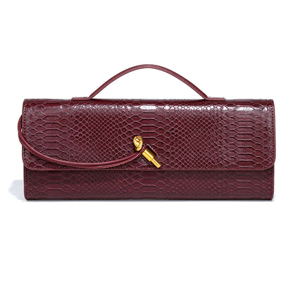 Burgundy bag cherry red envelope wine red envelope upscale new handbag crocodile flip hand