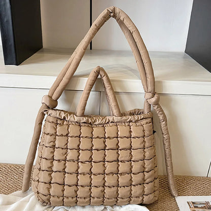 Shoulder Bag Magnetic Closure Puffer Tote Bag for Women Quilted Handbag Top Handle Bag for Work Travel Shopping