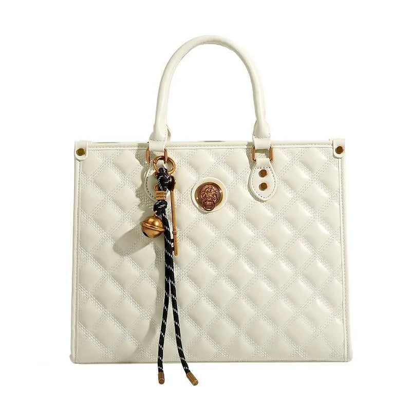 Light luxury brand hand-held large capacity tote bag diamond grid single shoulder diagonal cross bag