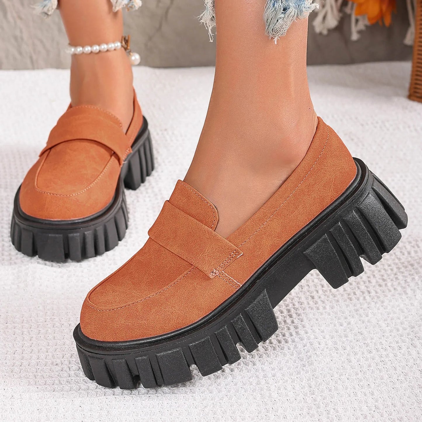 Thick Sole Step On Round Toe Casual Comfortable Slip On Platform Sneakers