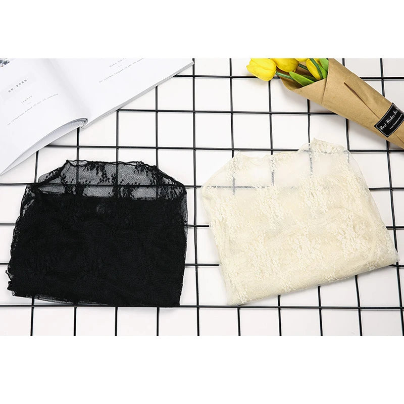 Hollow Out Mesh T-Shirt Transparent Mesh female Tops Long sleeve Basic Shirts SeeThrough Turtleneck