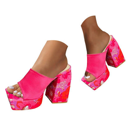 Cow Print Peep Toe Sandals Thick High Heel Wedge Platform Shoes Black / 37 / United States Black / 38 / United States 