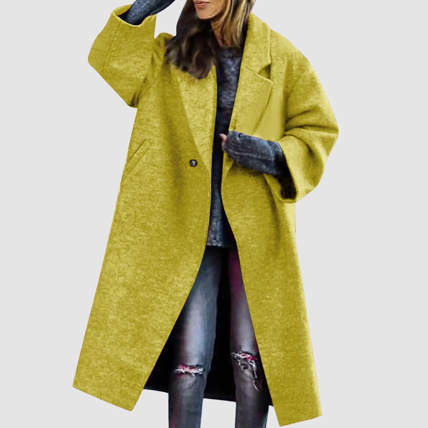Women Cardigan Loose Women's Winter Double Breasted Midi Long Wool Coat Notch Lapel Womens Lightweight Cardigans with Pockets
