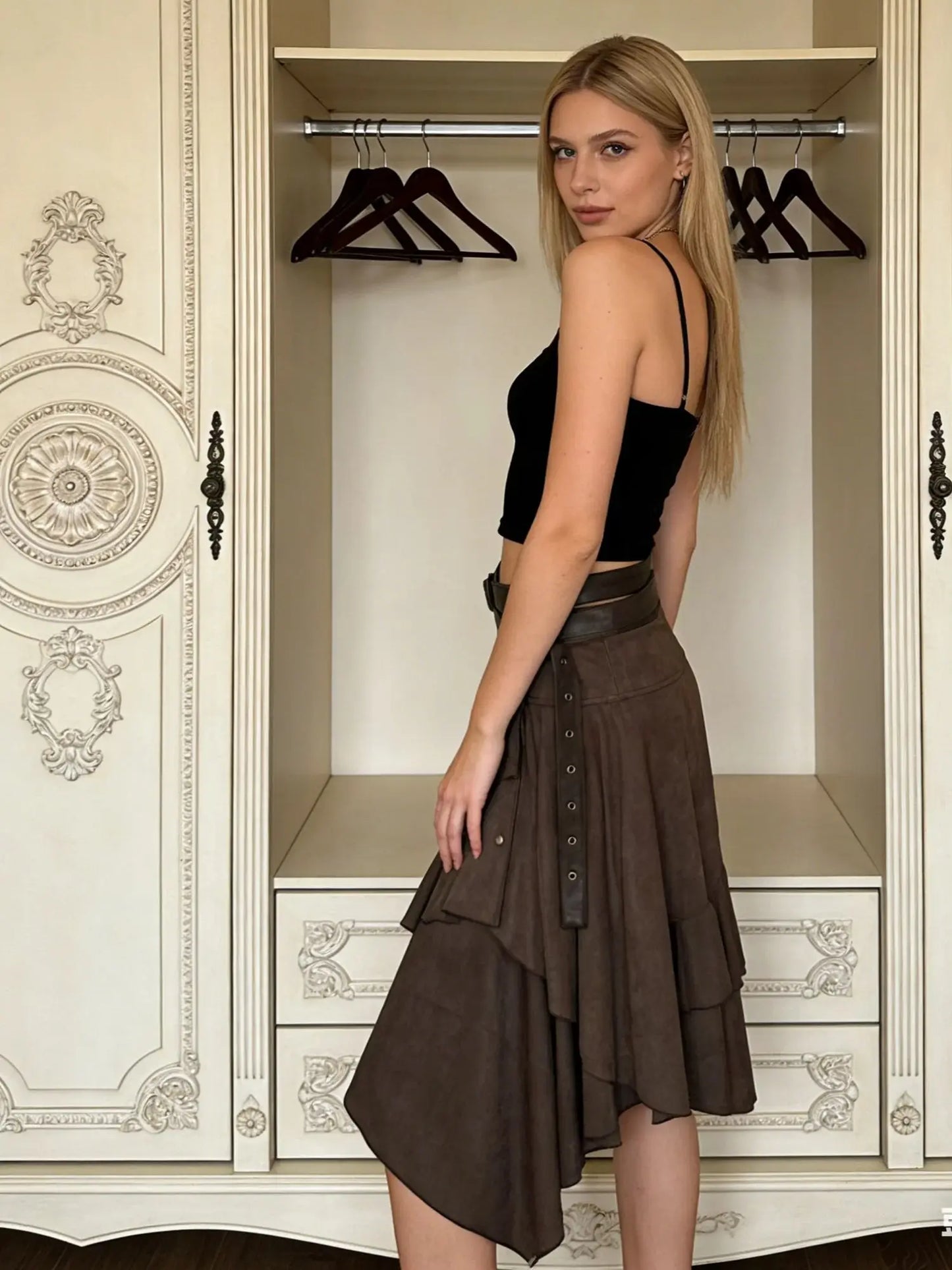 Women's Brown Maillard Skirt Y2K Harajuku High Street Street Fashion 2000s Style Aesthetics Academy Retro Skirt Clothing 2024