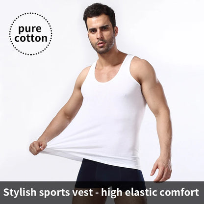 3/5 Pcs European plus-size men's cotton loose plus-size youth fitness sleeveless round neck