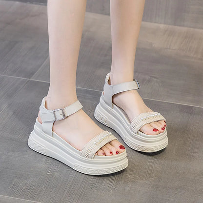 Sandals Women High-heel Platform  New Genuine Leather Women Summer Sandals