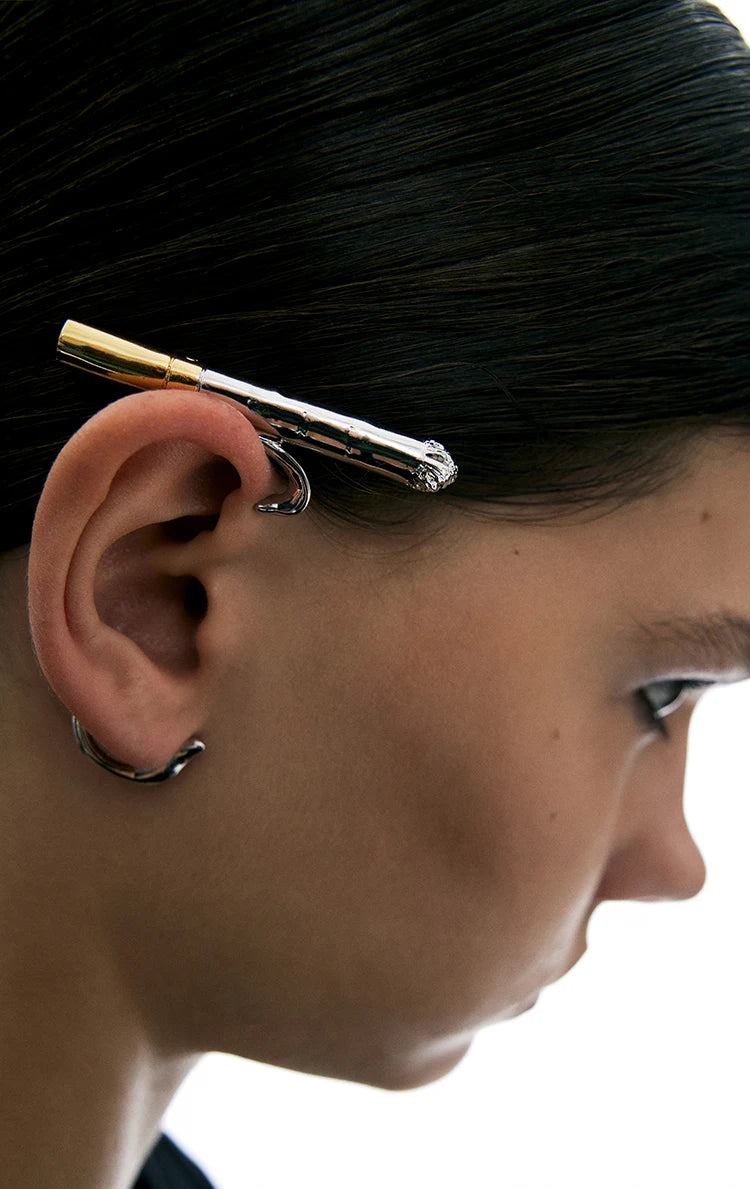 Punk Vintage Rock Cigarette Ear Clip Stud Earrings For Women girls Men Hip Hop Ear Bones Clip Fashion Earring Jewelry Gift