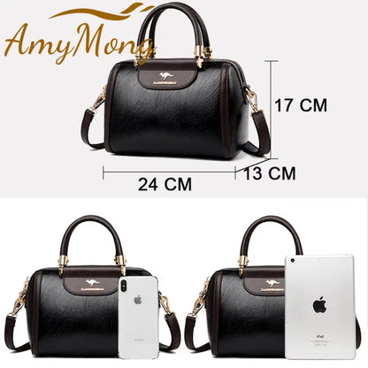 Super High Quality Leather Top Handle Purse Shell Bag Women Casual Crossbody