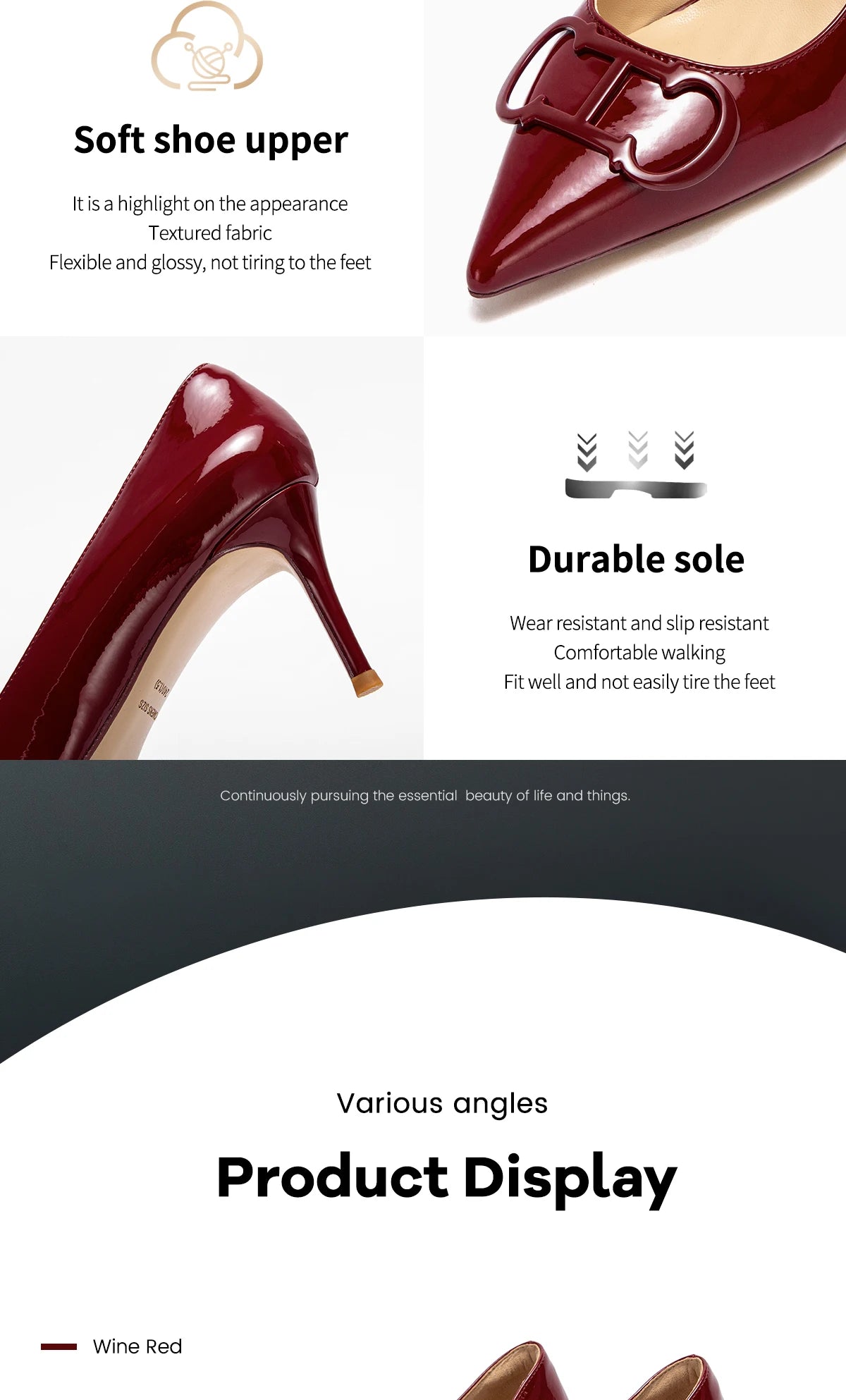 Solid Colour Classic Style New Women's Single Shoes Retro Simple Exquisite Women's High-heeled Shoes