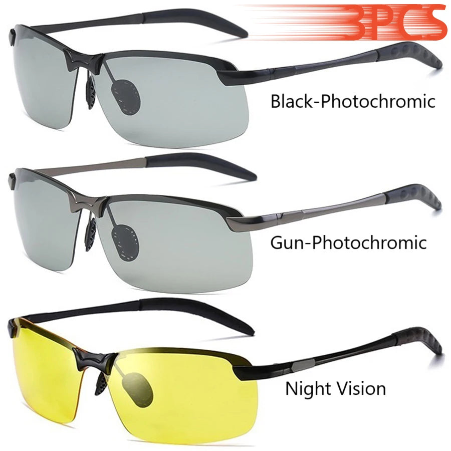 Men Photochromic Polarized Chameleon Glasses Change Color Sun Glasses Day Night Vision UV400