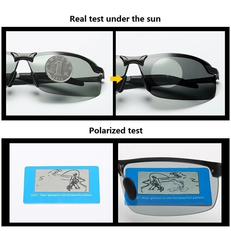 Men Photochromic Polarized Chameleon Glasses Change Color Sun Glasses Day Night Vision UV400