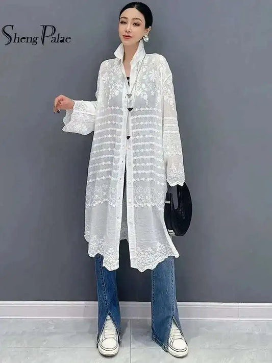 Long Sleeve Blouse Sunscreen Overcoat Trendy Casual Loose Women's Long Shirt