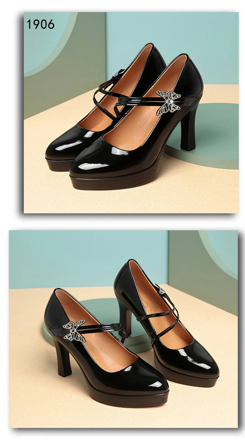 High-heeled Leather Small Leather Shoes Catwalk Shoes Ladies Dancing Bride Wedding Shoes