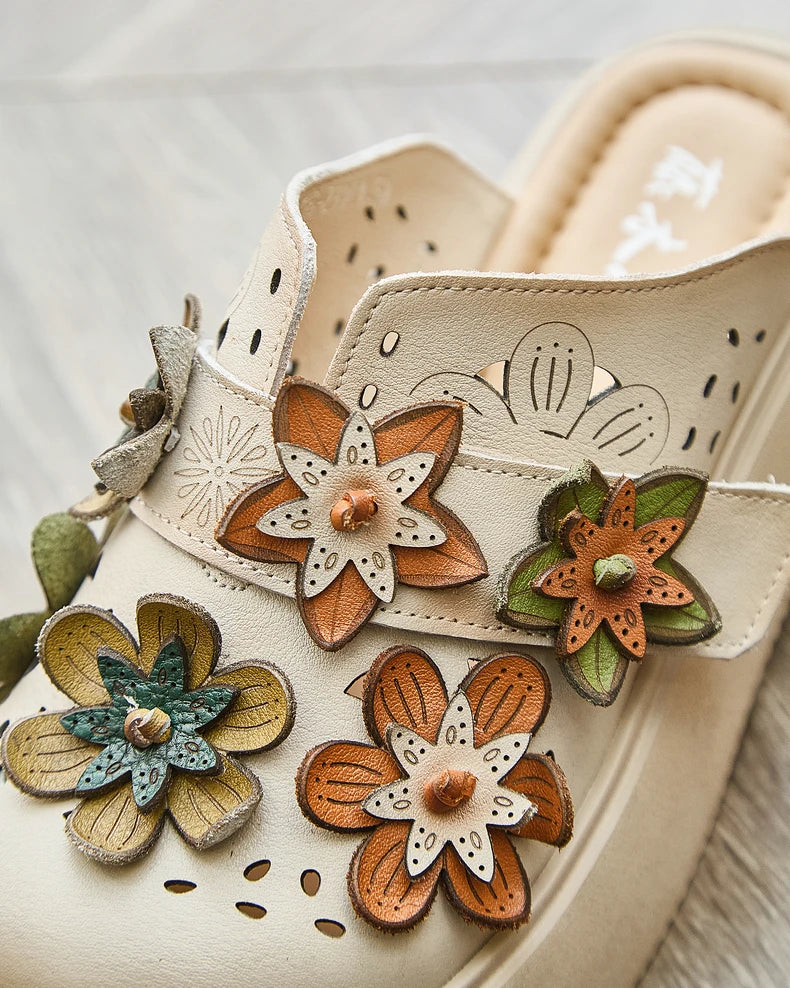 5cm Cow Genuine Leather Flats Comfy Shoes Platform Wedge Appliques Flower Hook Hollow Elthnic Women Slipper Mary Jane Rubber beige / 35 red / 40 red / 39 beige / 35-red / 40-red / 39-red / 38-red / 37-red / 36-red / 35-beige / 40-beige / 39-beige / 38-beige / 37-beige / 36-