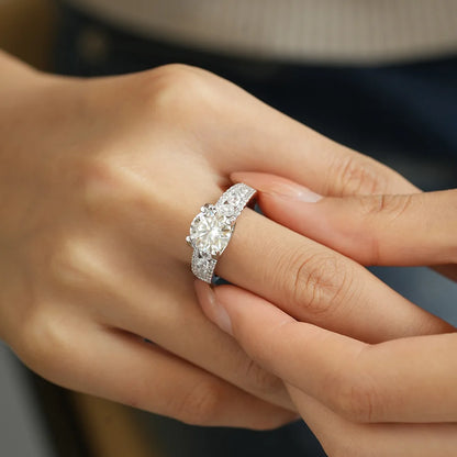 CKT Designer Girl Birthday Gift 18K White Gold Rings 3ct D Color Moissanite Diamonds Platinum Pt950 Fine Jewelry Engagement Ring