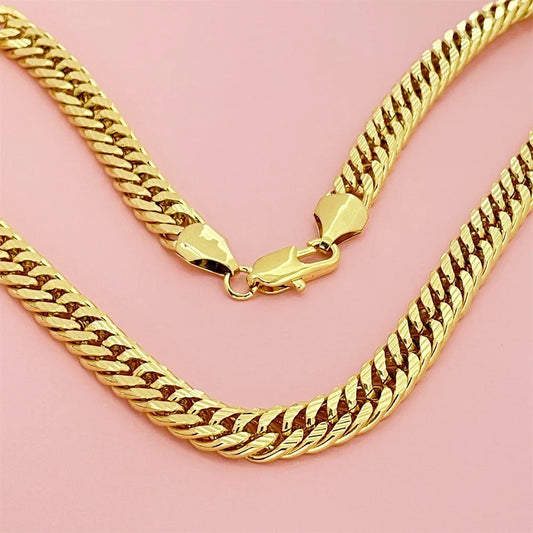 Men and women 24k gold necklace (AU999) 10mm 60 cm boss chain twisted chain, with certificate, free shipping certificate