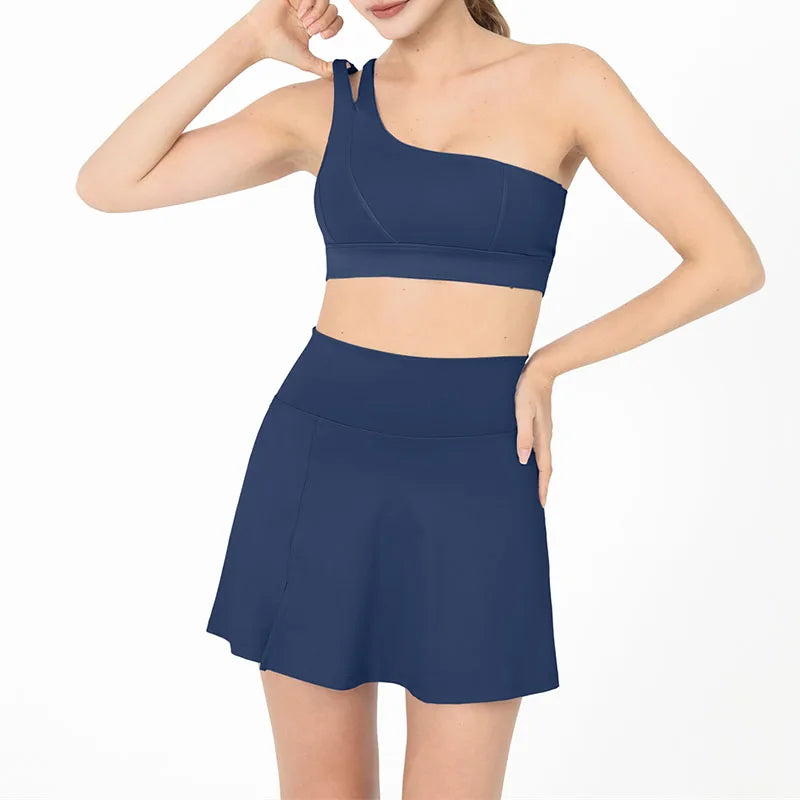 Women's Tracksuit Yoga Tennis Skirt Sets Short Sports Suit Gym Outfit Sexy Fitness Sportswear Golf Dress 2 Piece Workout Clothes