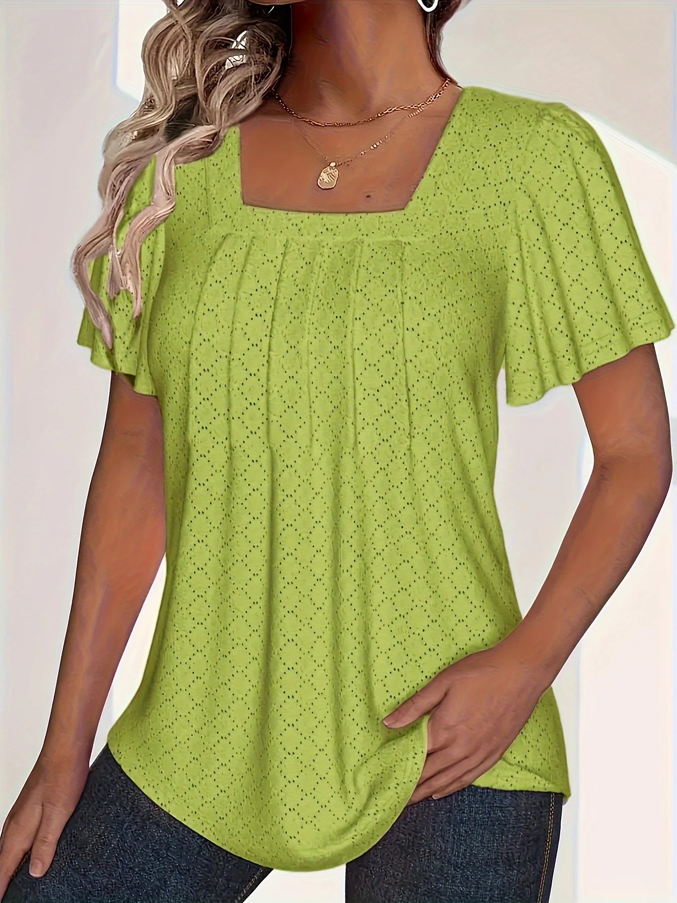 Plus size spring and summer fashionable and elegant hollow tops for women