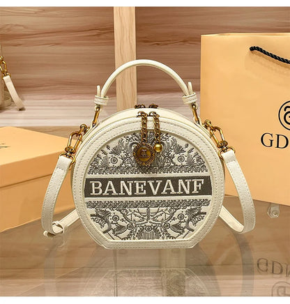 Light luxury brand embroidered small round bag designer high-end single shoulder crossbody bag