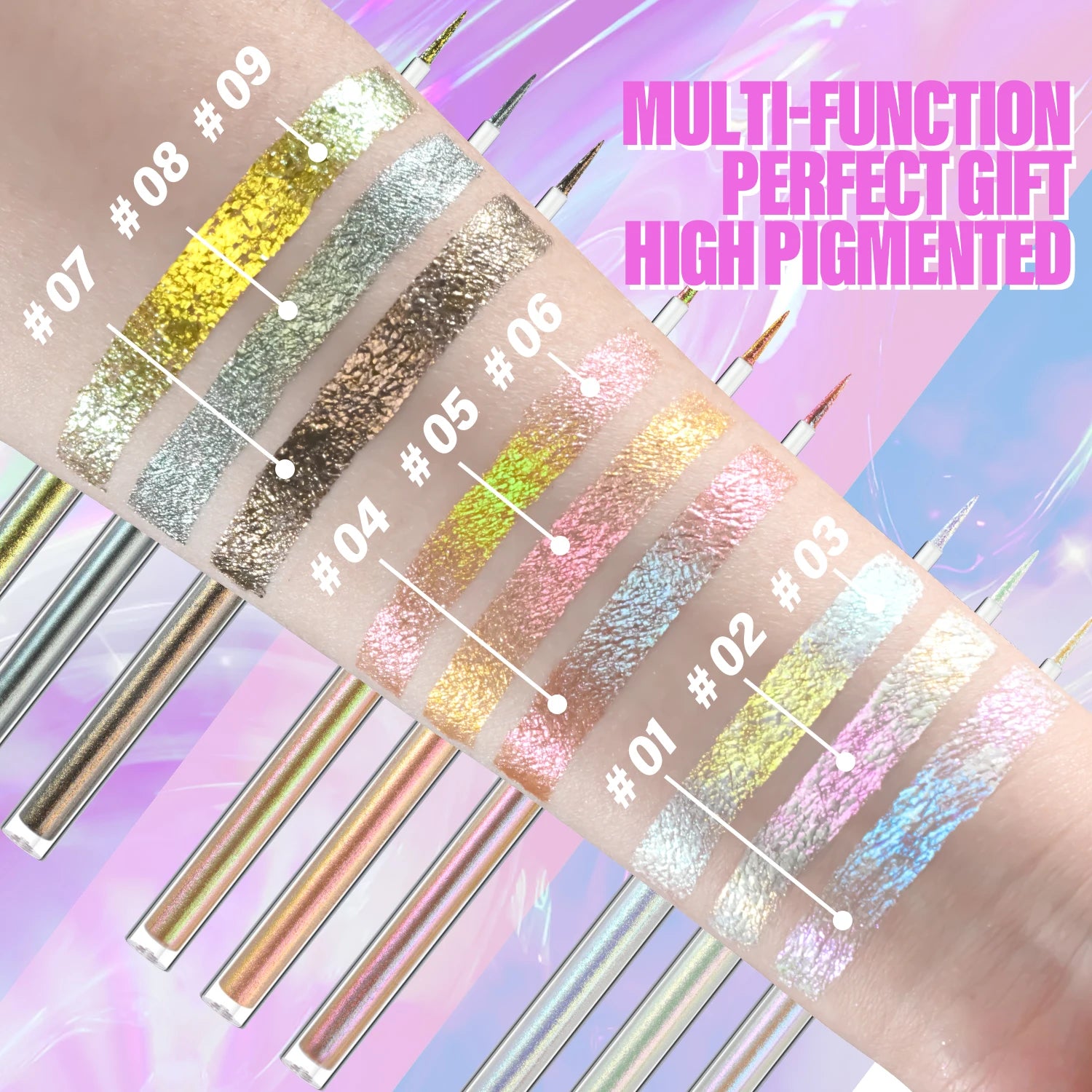 3 Pcs Duochrome Eyeshadow Liquid Set High Pigment Waterproof
