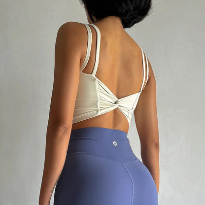 Women's Sports Bras Fitness Top, Push Up Fixed Pad, Yoga Bra, Back knotted Underwear, Running Vest, Gym Tops