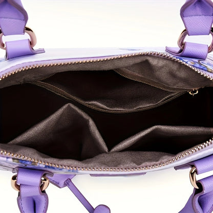 Print Top Handle Bag, Elegant Crossbody Boston Bag, Women's Fashion Handbag