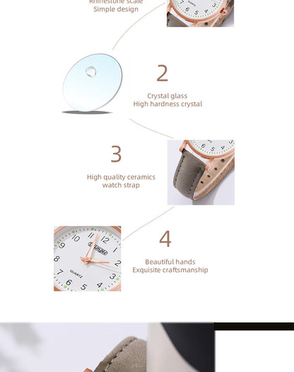 6Pcs Sets Luxury White Leather Analog Ladies Quartz Wrist Watch Butterfly Design Earring Bracelet Necklace