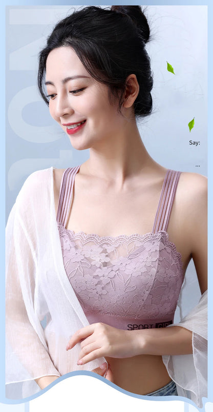 Lace Seamless Sports Bra Comfortable Breathable Beauty Back Vest Chest Tube Top