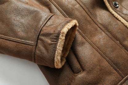 Men Suede Leather Coat High-quality Warm Jacket Casual Leather Jacket