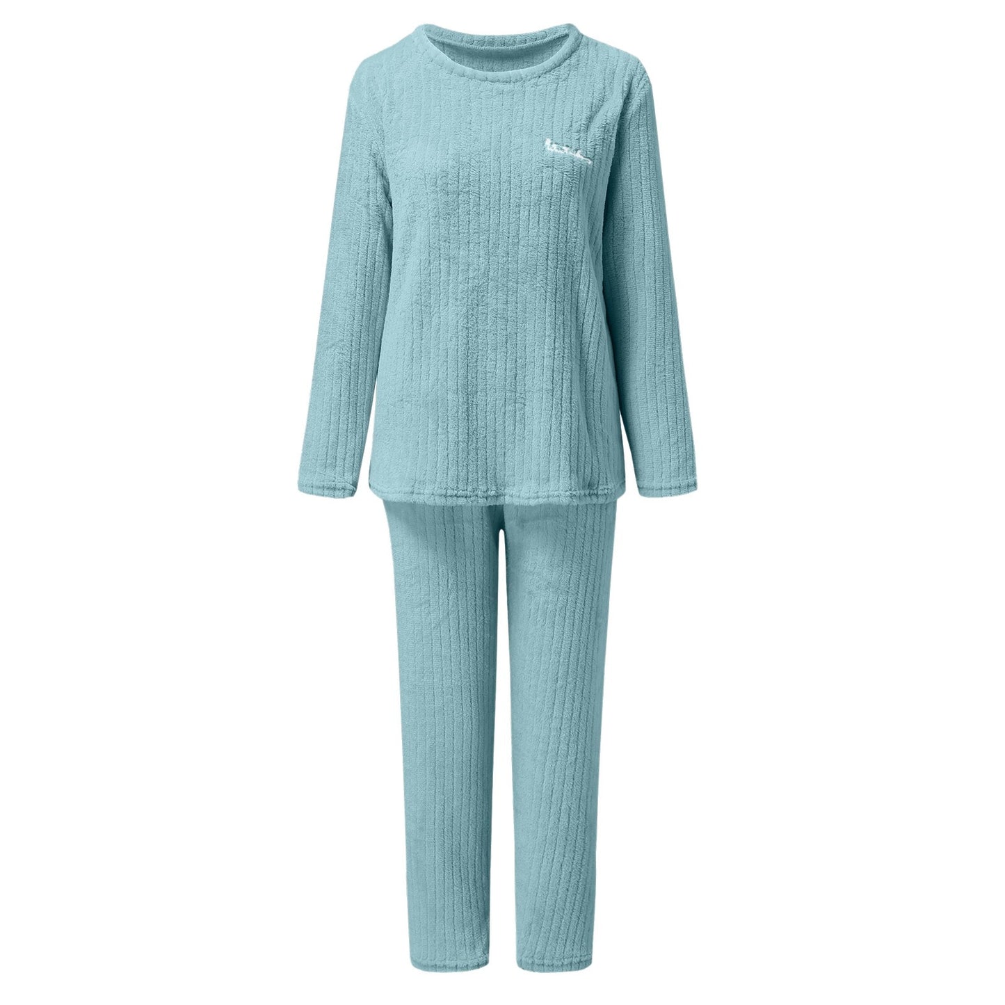 Thick Plush Fleece Fuzzy Pajama Sets Cozy Oversized Pullover Pants Sets Solid