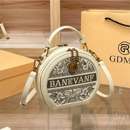 Light luxury brand embroidered small round bag designer high-end single shoulder crossbody bag