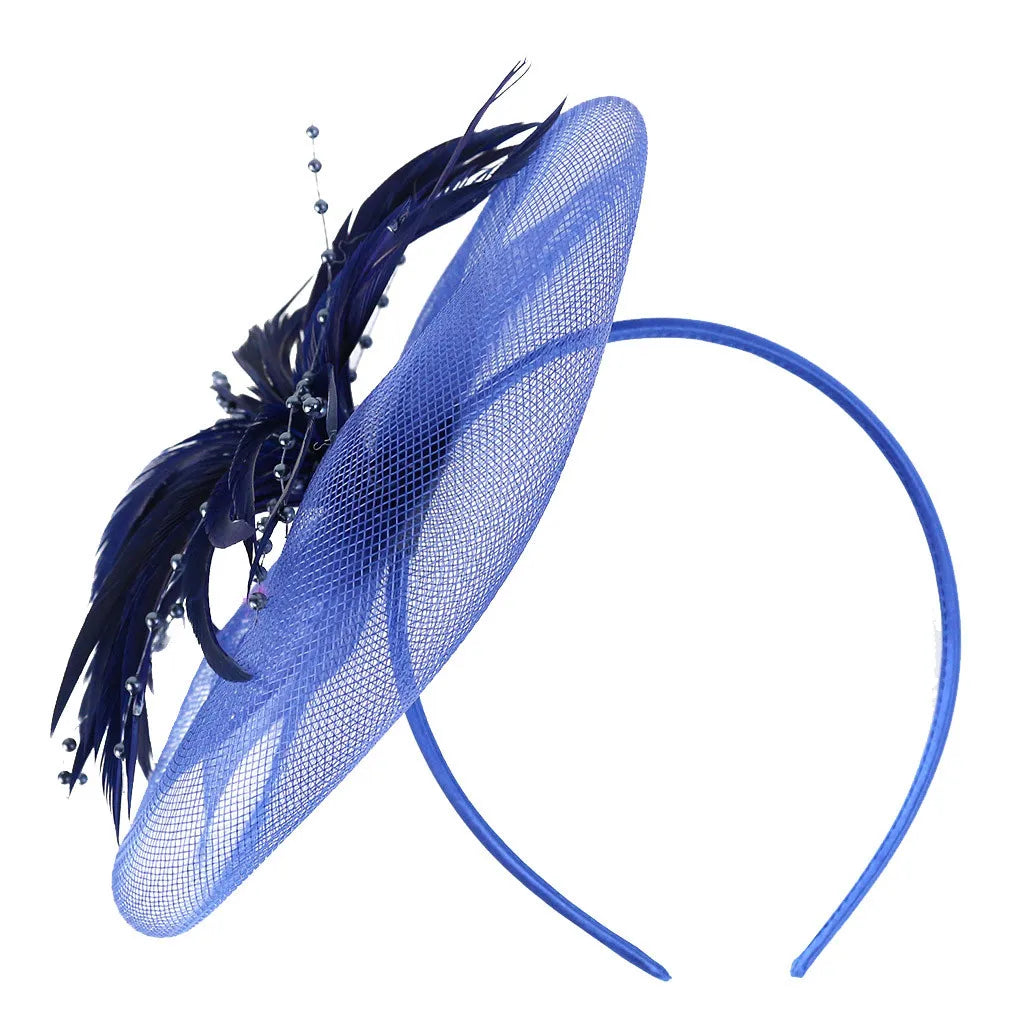 Retro Fascinators Women Feather Floral Mesh Headband Fascinator Hat Headwear Party Wedding Church