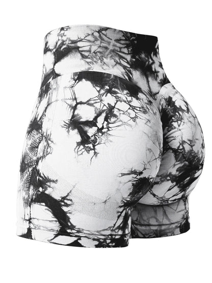 Tie Dye Shorts Woman Fitness Seamless Butt Lifting Shorts One Pieces Activewear Running Outdoors