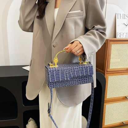 Black Crocodile Pattern Crossbody Bag Fashion Box Lipstick Pouch Designer Pu Leather