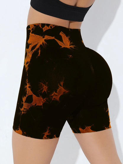 Tie Dye Shorts Woman Fitness Seamless Butt Lifting Shorts One Pieces Activewear Running Outdoors