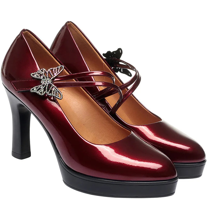 High-heeled Leather Small Leather Shoes Catwalk Shoes Ladies Dancing Bride Wedding Shoes
