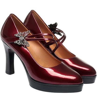 High-heeled Leather Small Leather Shoes Catwalk Shoes Ladies Dancing Bride Wedding Shoes
