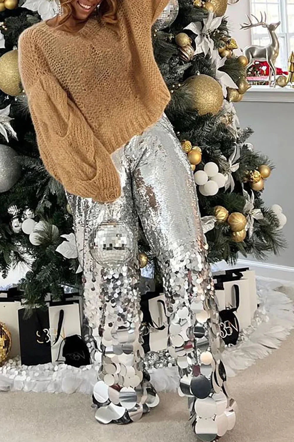 Plus Size Party Pant Silver Straight Leg Asymmetrical Sequin Pant High Waist Flare Pant Trousers Spring Silver / XL Silver / L Gold / 5XL Silver / XL-Silver / L-Gold / 5XL-Gold / 4XL-Gold / XL-Gold / L-Gold / XXXL-Gold / XXL-Silver / XXXL-Silver / XXL-Silver / 5XL-Silver / 4XL-